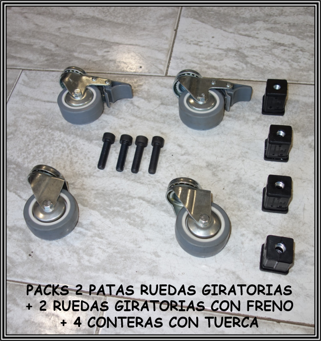 RUEDAS GIRATORIAS para patas de estantera con conteras