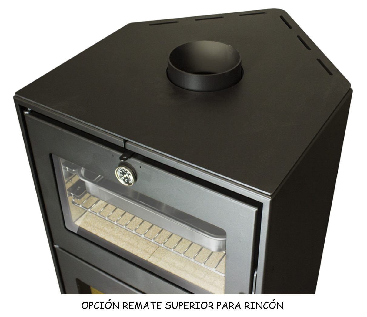 Estufa Lacunza de acero modelo Altea (con horno) - Opci�n remate rinc�n
